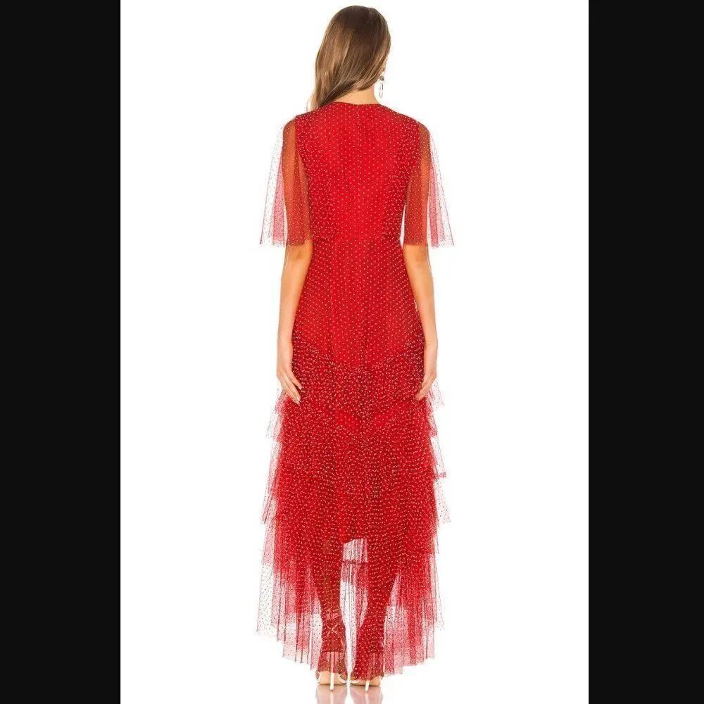 NWT BCBGMAXAZRIA Tiered Polka Dot Gown | Size 0 - Picture 3 of 13